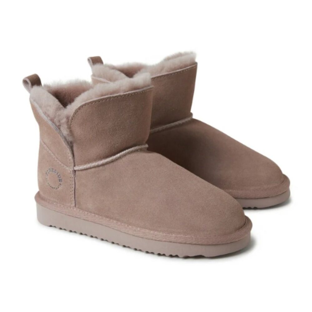 Fireside Shearling Lined Suede Mini Boots Pink Cozy Winter –‎ Size 8